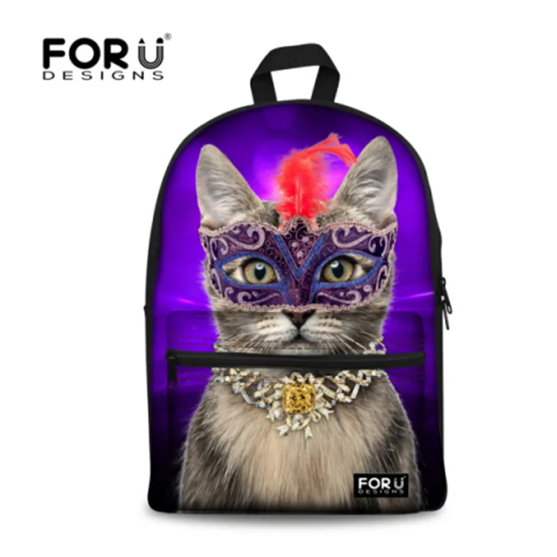 FORUDESIGNS Unique Cute Cat Printing Backpack Women Backpack Large Capacity Shoulder School Backpack Rucksack Mochila Feminina