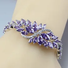 9 цветов, цветок, 925 пробы, серебряные ювелирные изделия, Фиолетовый Кристалл, регулируемая цепочка, браслет длиной 20 см, модное украшения для вечеринок