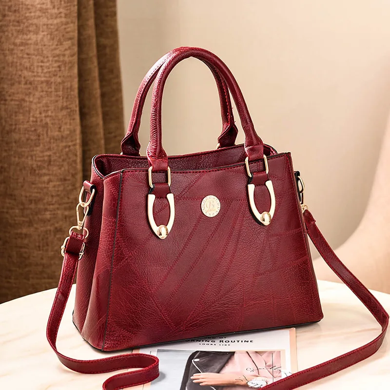 

Solid Color PU Leather Handbag Shoulder Bags For 2019 Women Simple Joker Sequined Tote Ladies Vintage Crossbody Bolsas Feminina