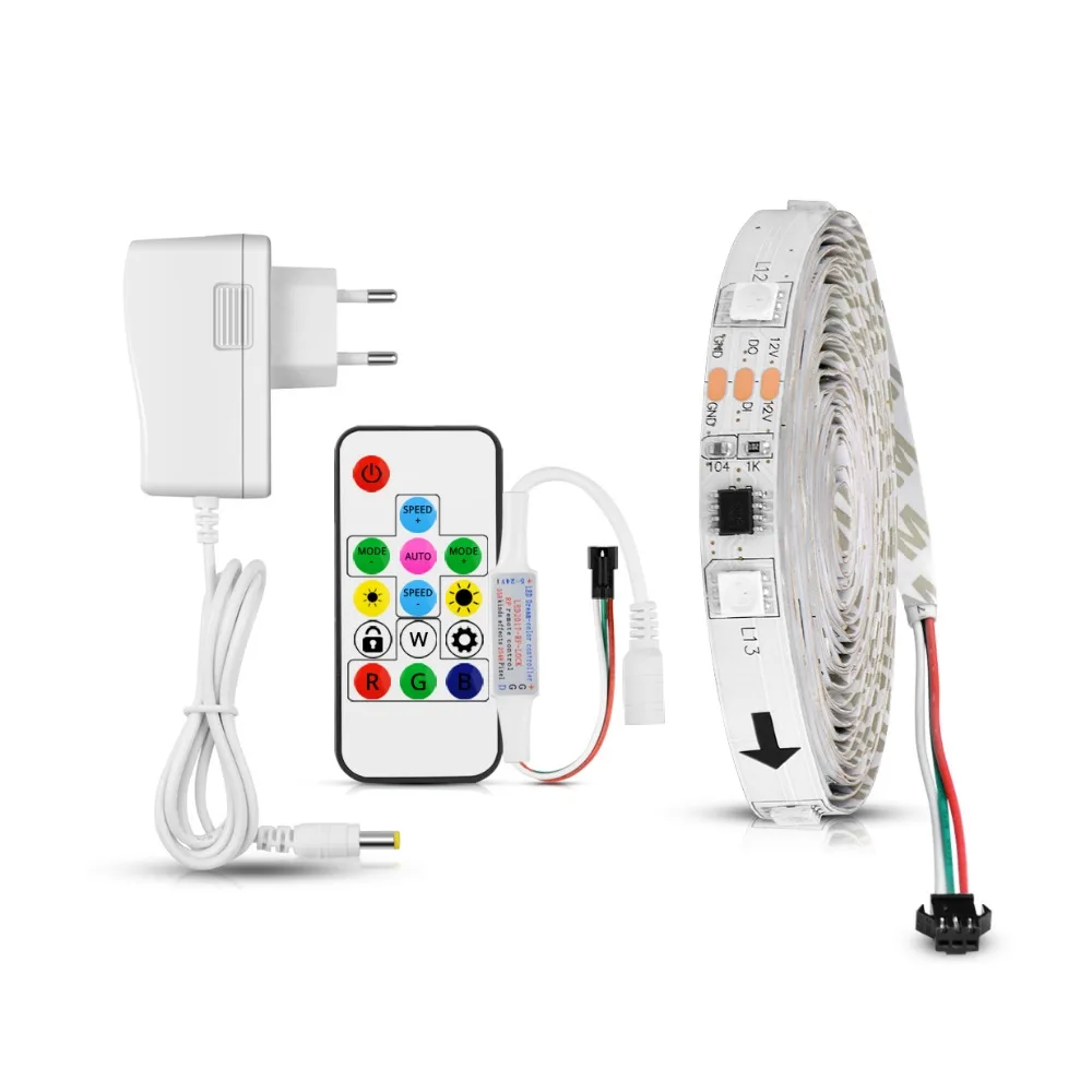 

DC 12V LED SMD 5050 30 LEDS/M Night Light Full Dream Color RGB Strip Lamp Ribbon Tape 1- 5M WS2811 IC Addressable Cuttable LED