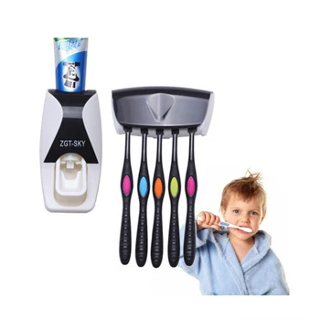 

GFHGSD 1set Fashion Home Bathroom Automatic Toothpaste Dispenser Family 5 Position Toothbrush Holder Wall Toothbrush Holder Tool