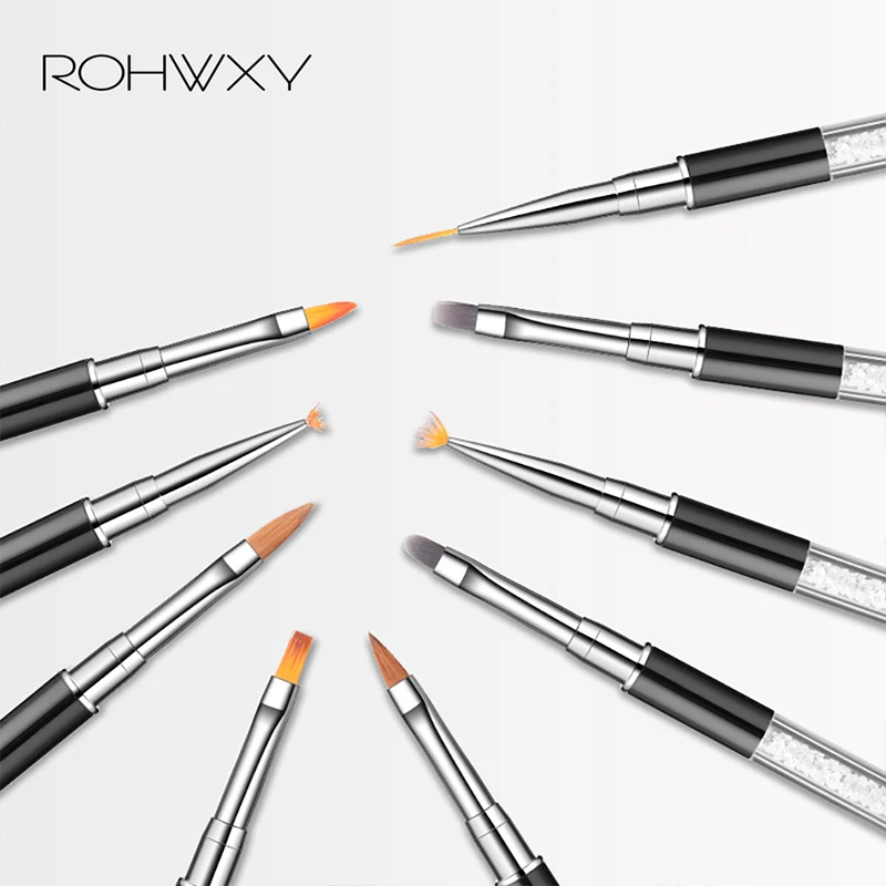 ROHWXY ногтей кисточки для маникюра акриловых Кисти Набор рисования Гель лак УФ