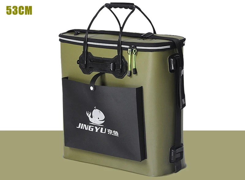 53cm Army Green Портативный сумки для рыбалки рыбы ведро шестерни для армирования утолщение EVA ведро складной Открытый Кемпинг пеший Туризм ведро 42/48/53 см - Цвет: 53cm Army Green