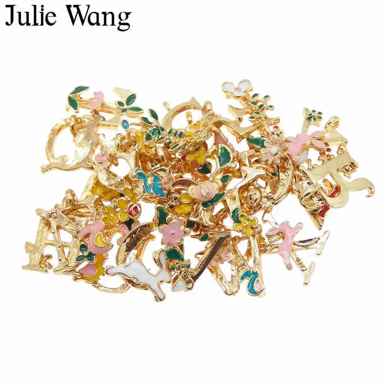 Julie Wang 26 шт. цвета: золотистый тон A-Z персонализированные 26 начальный Алфавит ожерелье, подвеска с надписью серьги-подвески, ювелирные изделия делая аксессуар