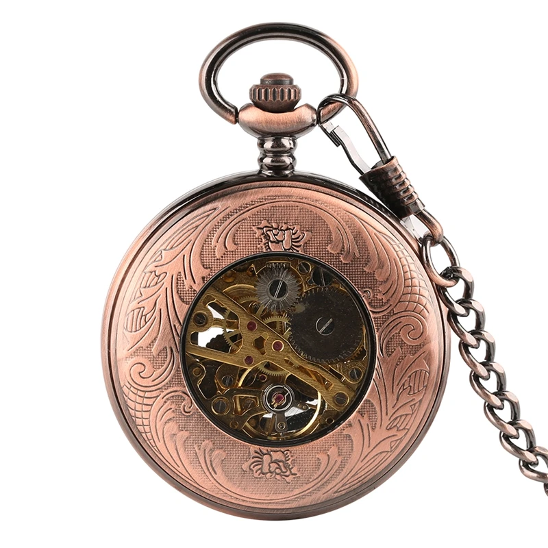 Reloj De Bolsillo полые механические наручные карманные часы для мужчин ретро узор римские цифры Скелет винтажные часы женские часы