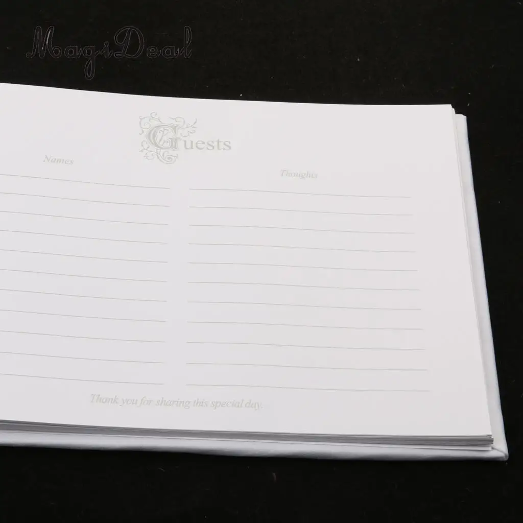 MagiDeal High Quality Wedding Guest Book Butterfly Bowknot White Satin Elegant Ceremony Party Gift for Engagement Party Supplies
