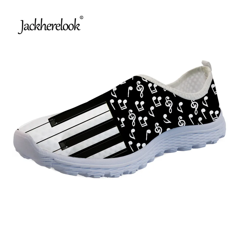 

Jackherelook Fashion 3D Piano with Music Note Design Women Flats Sneakers Summer Air Mesh Super Light Ladies Loafers Shoes Woman