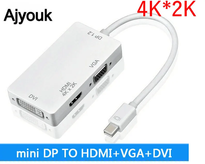 50 шт. мини порт дисплея 1 2 DP к DVI VGA HDMI 4K * 2K Thunderbolt видео адаптер конвертер кабель для