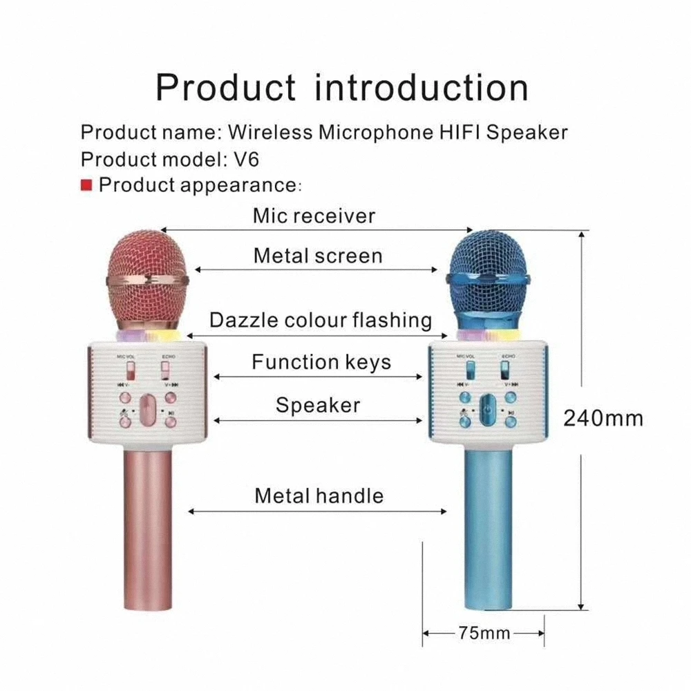 V6 беспроводной караоке Bluetooth KTV HIFI динамик эхо-смеситель конденсаторный микрофон пение встречи микрофон динамик PK WS-858