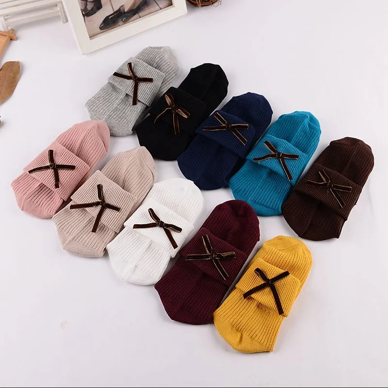 Женские хлопковые носки с бантиком повседневные Мягкие короткие забавная лодка