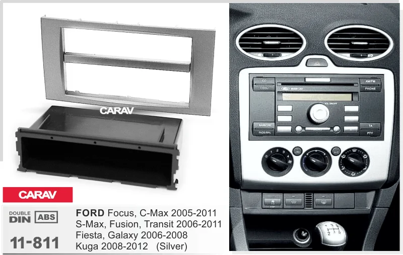 CARAV 11-811 Высокое качество радио фасции Для FORD Focus, C-Max 2005-2011; S-Max, Fusion рамка для DVD CD отделка Установка комплект
