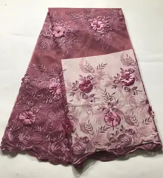 

Peach Color African Lace Fabrics 5 Yard French Guipure Lace Fabric 2019 High Quality Nigerian Cord Lace Fabric for Wedding Dres