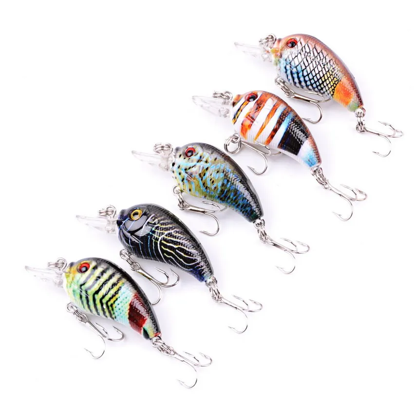 

5pcs 4.2g/4.5cm Crankbait Fishing Lure Crank Bait Wobbler With Double VMC Hooks Fishing Lure Baits