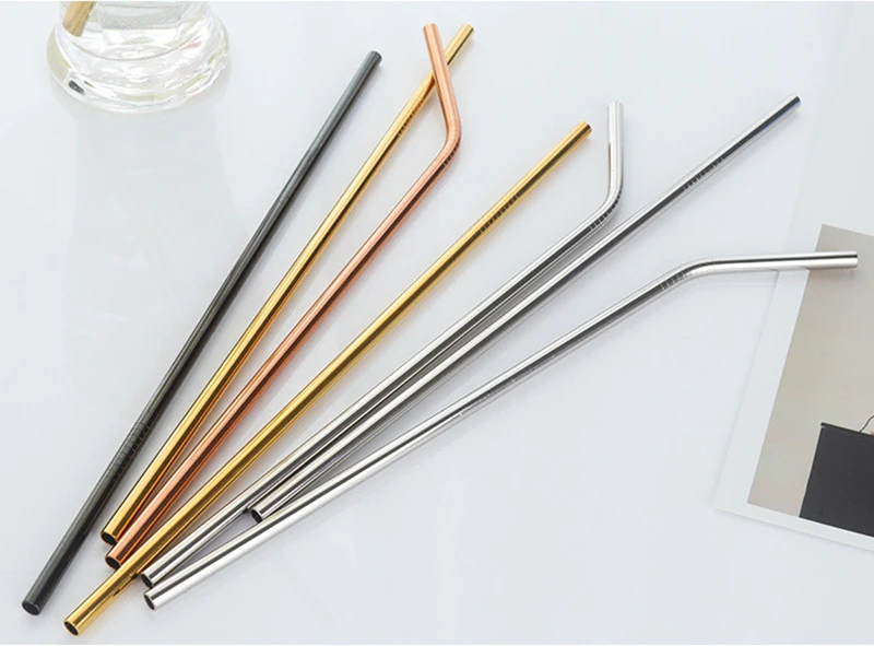 LIYIMENG 4Pcs Reusable Drinking Straw High Quality 304 Stainless Steel Metal Straw with Cleaner Brush For Mugs 20 30oz B7