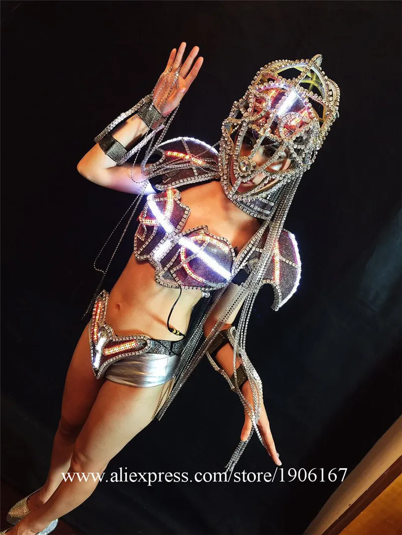 Fashion Model Catwalk Show Ballroom Costumes Led Luminous Sexy Lady Party Evening Dress Stage TV Show Clothes11
