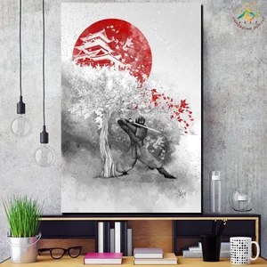 Samurai Japan Art Scroll Painting Modern Canvas Art Prints Poster Wall Painting Artwork Wall Art Pictures Home Decoration