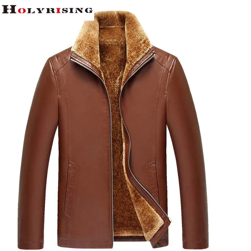Classic Trendy Winter Warm Men Pu Coats Mens Thick Zipper