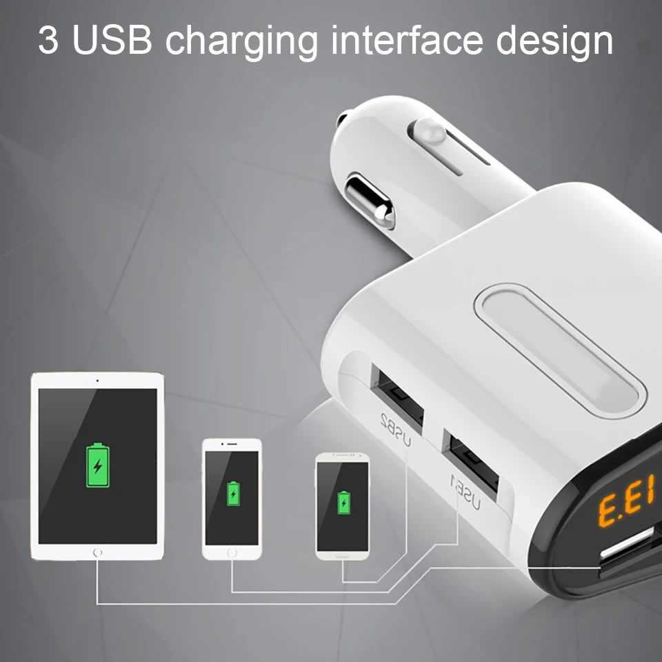 Cunymagos Quick Charge 5V 3.1A 3 Ports USB Car Charger For iPhone Samsung 12V-24V Car Cigarette Lighter Socket Adapter Charger (3)