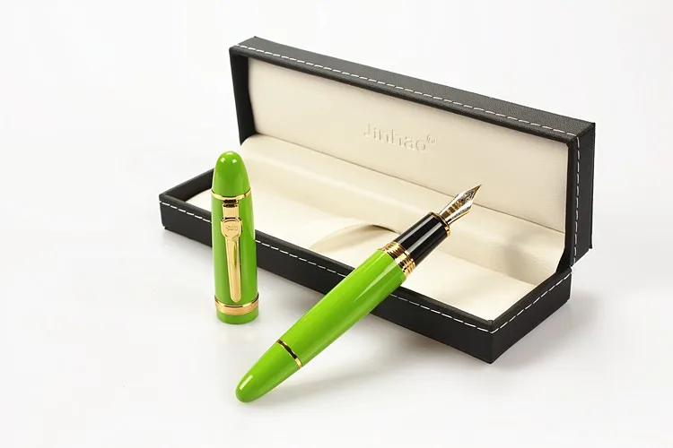Clipe de Luxo Vermelho e Ouro Nova Jinhao Iridium Nib Metal Caneta Fonte Alta Qualidade Grande Corpo Tinta Canetas Papelaria Escritório 159 0.5mm 6 High Quality Material escolar e de escritório