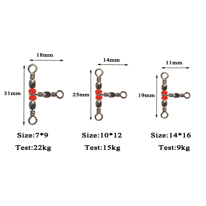 20Pcs/lot Fishing Snap Swivel 3 Way Barrel Swivel Ring Fishhook Lure Line Connector With Beads Fishing Accessory X337