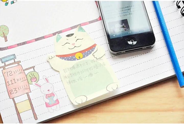 1 шт. стационарный планировщик наклейки Lucky Cat Maneki Neko Закладка Мемо Sticky Notes K989td