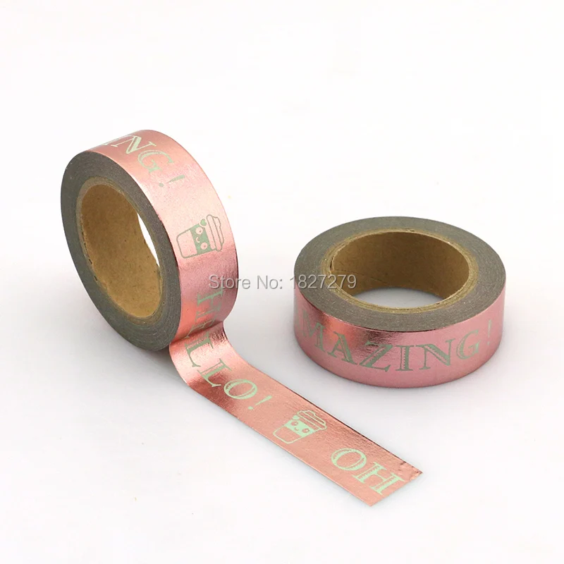 Новый 1 рулон "о привет" слова фольги розовая лента washi 1.5 мм * 10 м