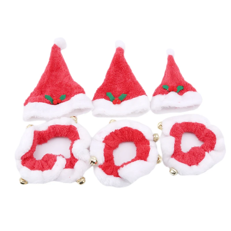 

New Christmas Costume Puppy Kitten Small Cats Dogs Pets Accessories Pets Christmas Day Ornaments Cute Dogs Hat Scarf With Bell