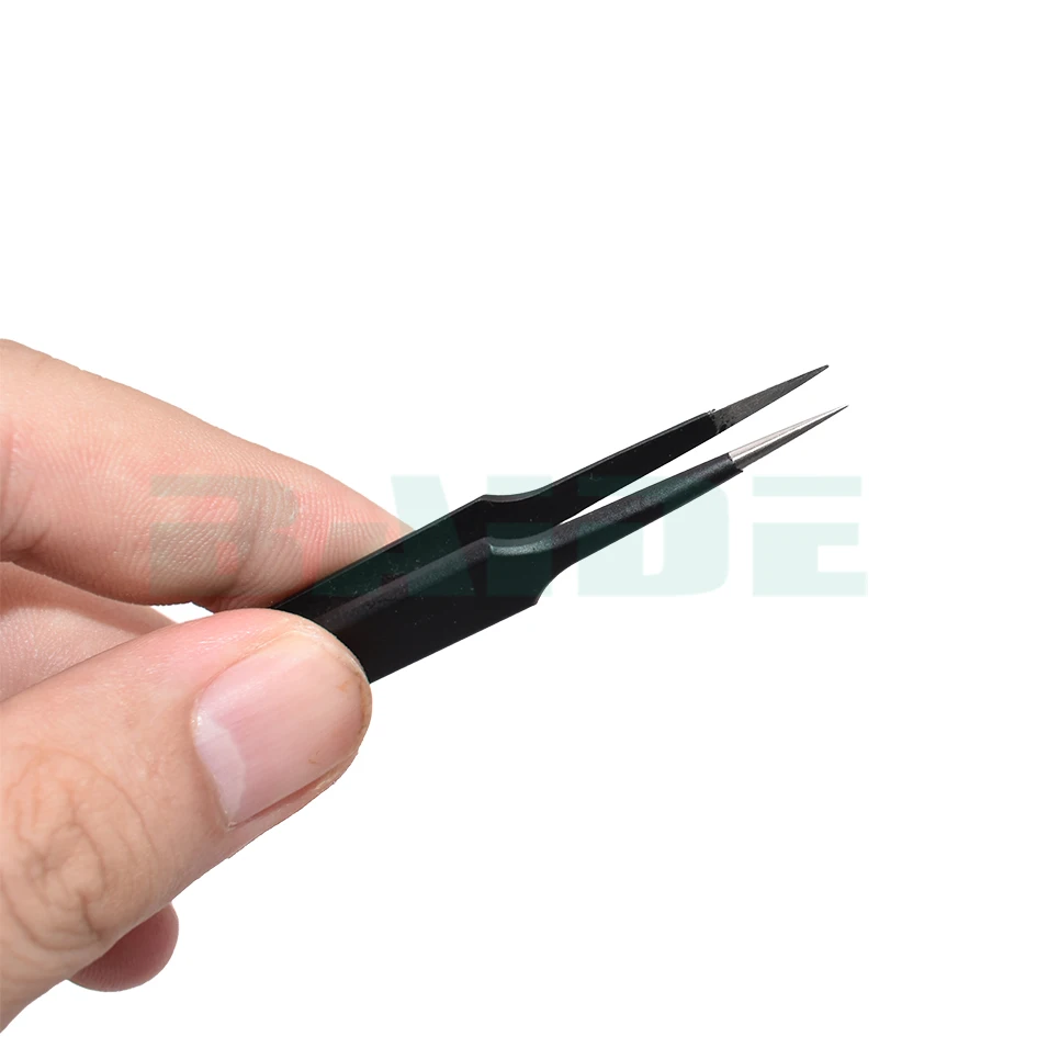 9 in 1 Black Tweezers With Oxford Bag Antistatic Stainless Steel Nipper ESD-10 11 12 13 14 15 16 17 ESD-34A for Phone Repair