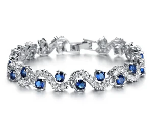 2017 New Lady Luxury Platinum Plated Blue Crystal Stone Bracelets 2017 New Lady Luxury Platinum Plated Blue Crystal Stone Bracelets Fashion Woman Hand Chain Pretty