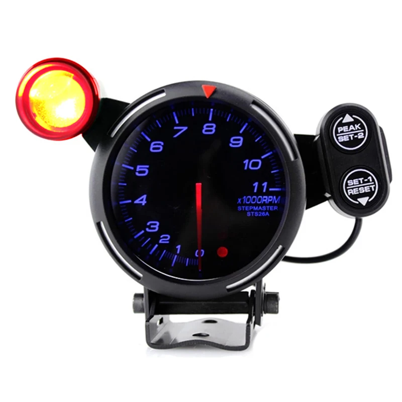 3.5" 11000 RPM Tachometer Gauge Kit Meter For 1 to 8 cylinders with Adjustable Shift Light+Stepping Motor