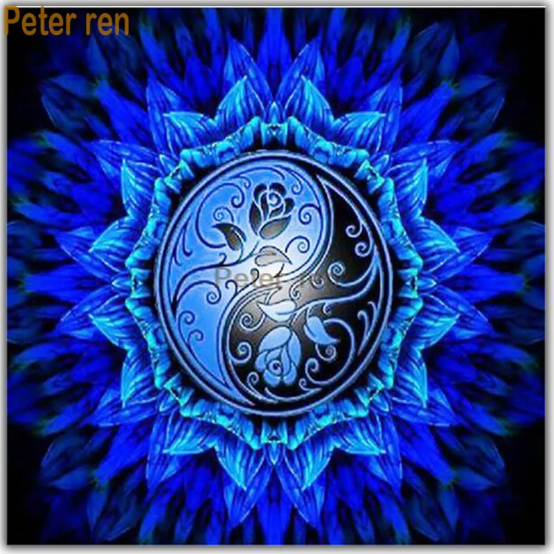 

Peter ren Diy Diamond painting cross stitch kit 5d Full round crystal Rhinestone Mosaic Diamond embroidery Blue gossip sunflower
