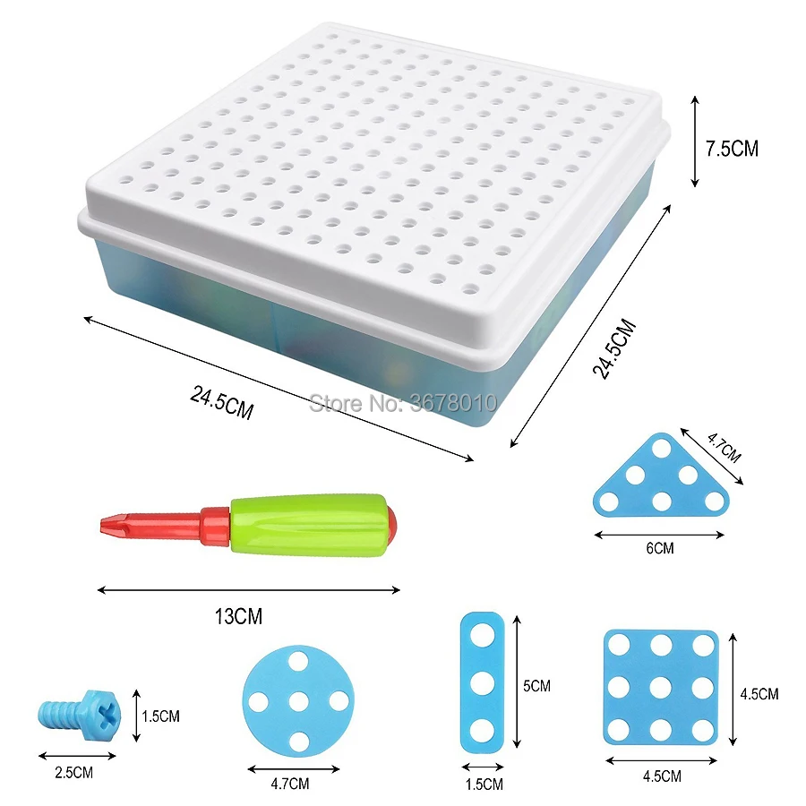 Сделай Сам, развивающий дизайн, мозаичные пазлы, игровой набор, игрушки с винтовыми гайками, инструменты, креативный и образовательный подарок для детей, 180+ шт
