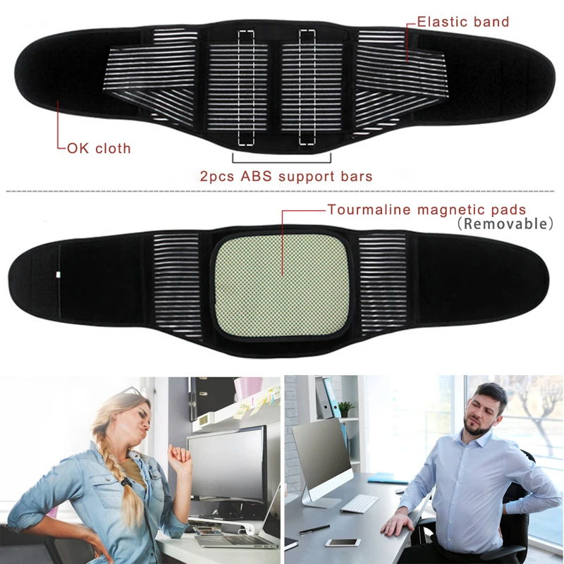 Tcare Waist Lower Back Brace Support Belt Stabilizing Lumbar with Dual Adjustable Straps for Office