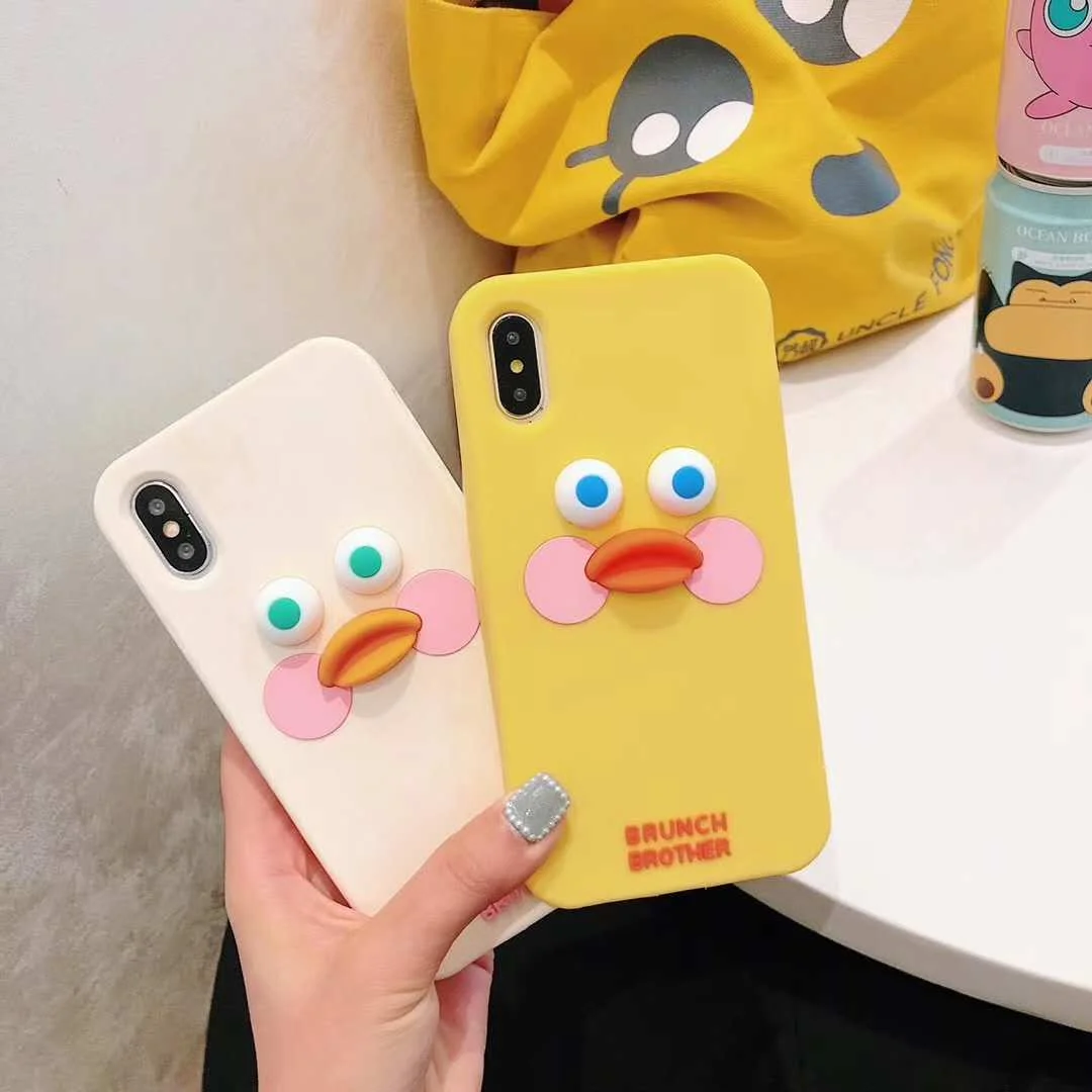 Чехол для телефона с объемным мультяшным рисунком happy duck iphone X XS Max XR 6 6s 7 8 plus модный