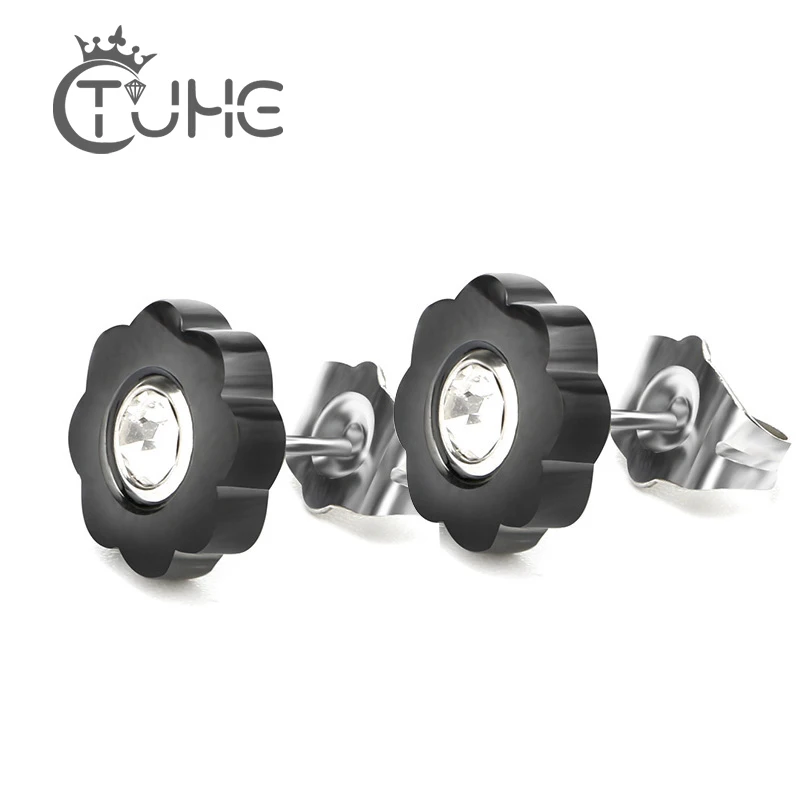 

Summer New Arrival Sun Flower Earring With Big Bling Stone Black White Ceramic Earrings Accessories Feminine