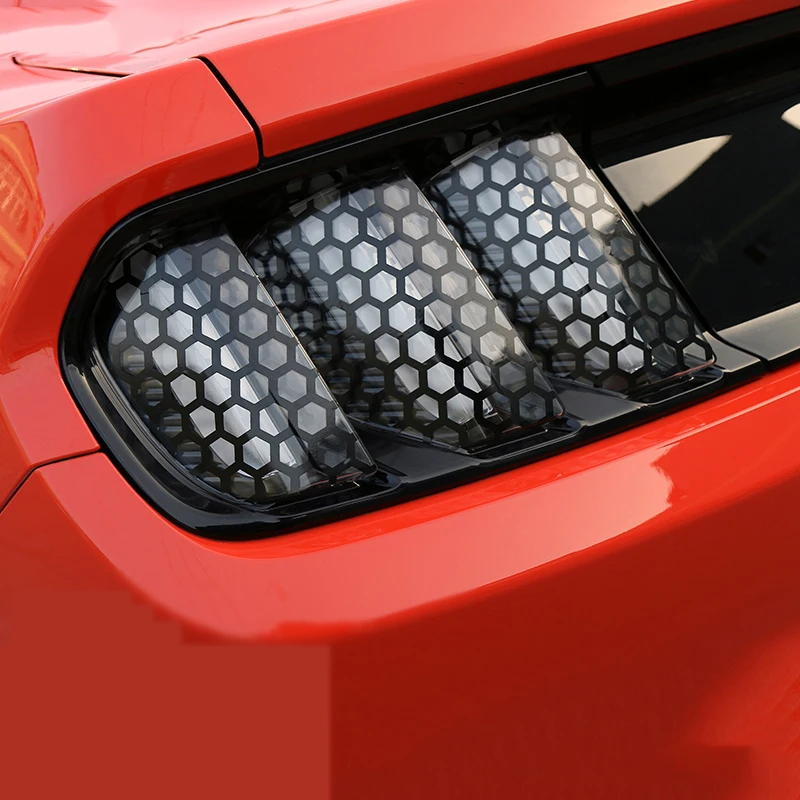 

QHCP Car Sticker Rear Tail Light Sticker Film Trim Lamp Cover Paste Honeycomb Molding Trim For Ford Mustang 2015+ Free Shipping