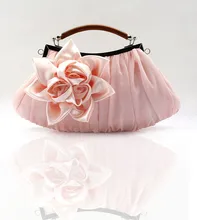 Champagne Chinesischen frauen Satin Handtasche Partei Abendtasche mit Schulter-kette Geldbeutel-verfassungs-beutel Freie Verschiffen 0005-H