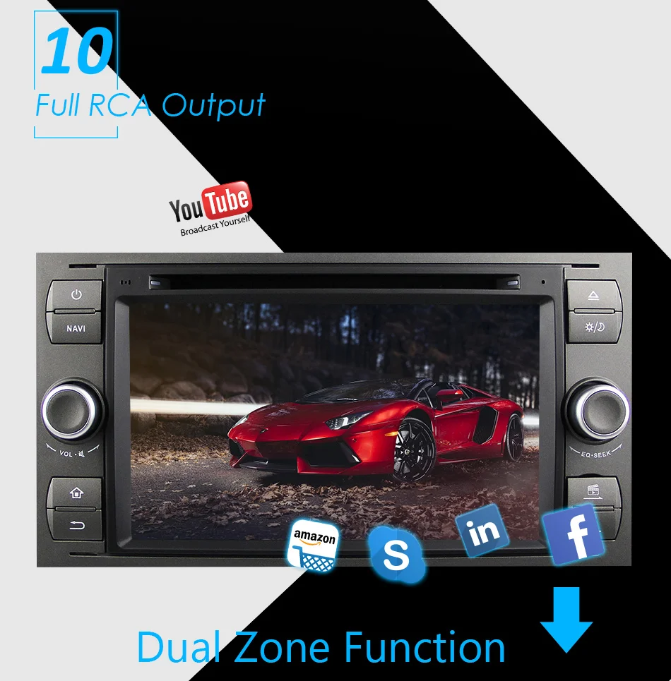 Sale Eunavi 2 Din Android 9.0 Octa 8 Core Car DVD Player GPS Navigation WIFI 4G for FORD S-Max Kuga Fusion Transit Fiesta Focus II 18