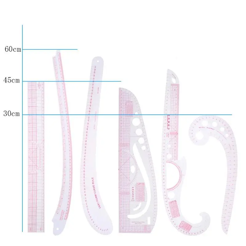 6 шт. многофункциональная Метрическая резка кривых линейки рукав одежда Yardstick портная измерительная лента для шитья инструменты линейки для пэчворка