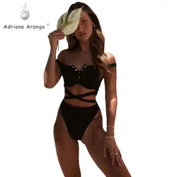 Adriana Arango 2019 купальники для малышек для женщин кнопка открыть бикини спереди X band купальный костюм, летняя пляжная одежда ванный комплект