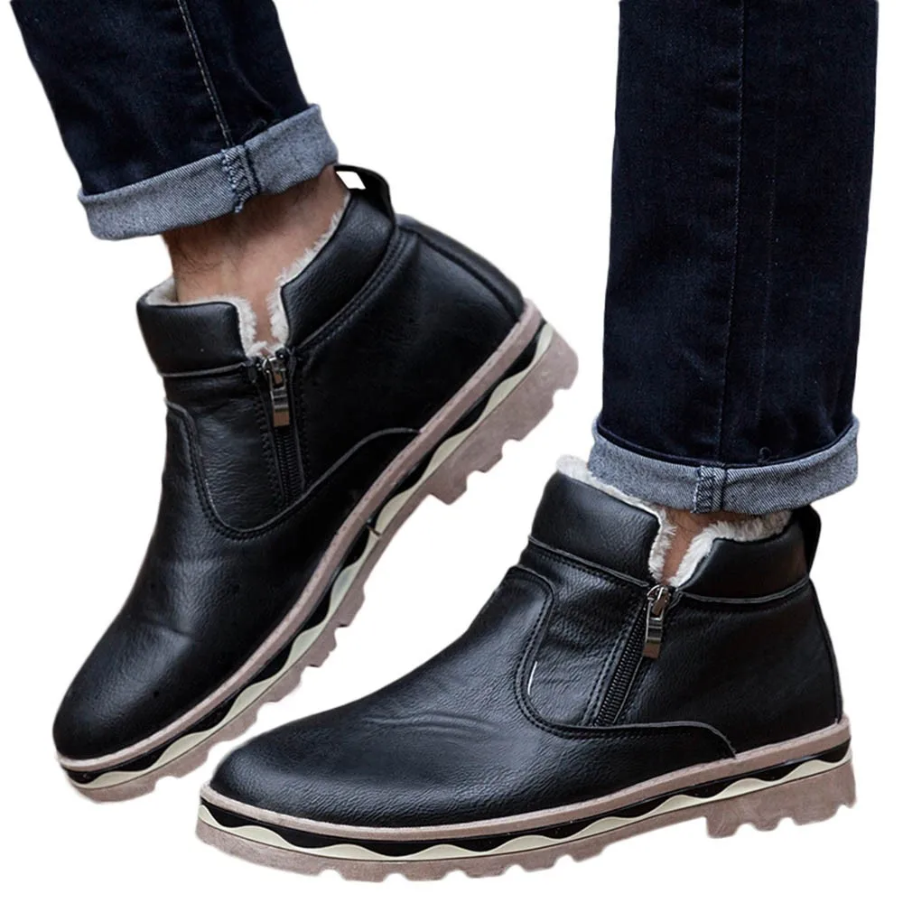 Da Ocasional Dos Estudante Preto Do Y0117 Inverno Quentes Couro marrom Neve 2019 Homens De Pelúcia Botas Martin wpSwfFq