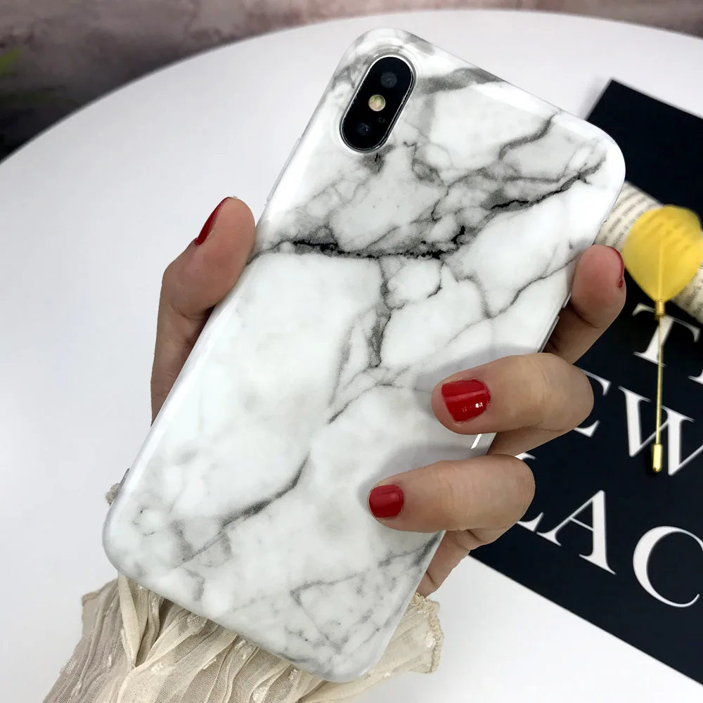 Funda de teléfono de silicona de mármol de lujo 8 para iphone 7 Plus XR funda para iphone X XS Max 6 6 S funda trasera de TPU suave Plus