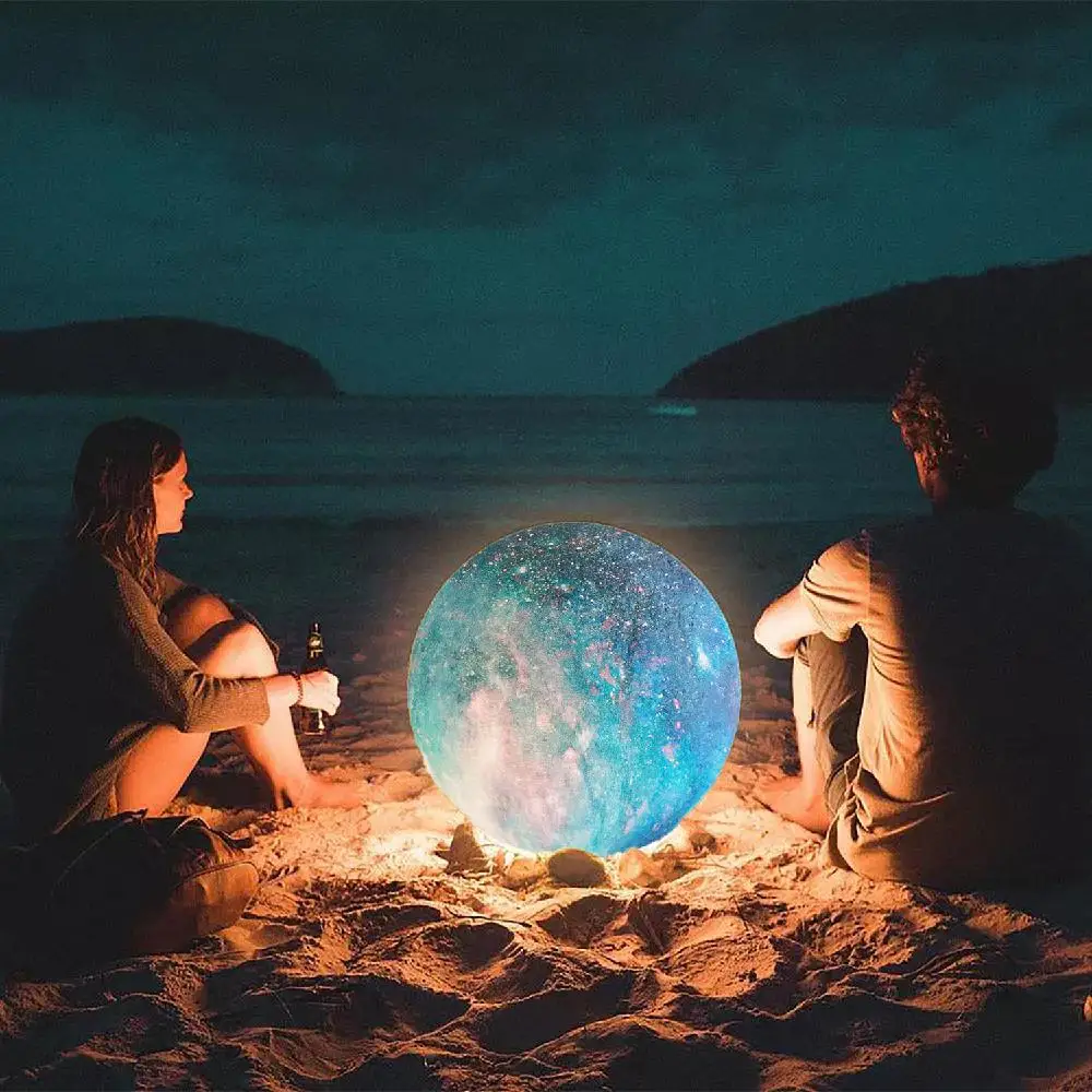 HobbyLane Moon Lamp 3D Print Night Light Rechargeable 2 Color Control Cap LED Gift | Освещение