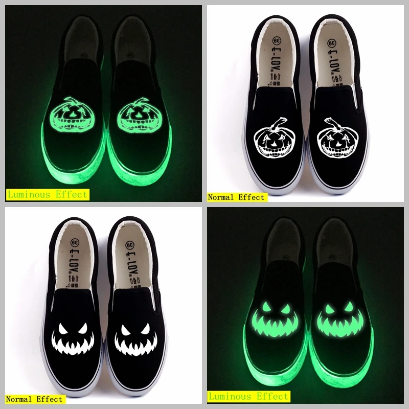 Cute Halloween Series Lace Up Loafers Canvas Skate Shoes for Women Round Toe