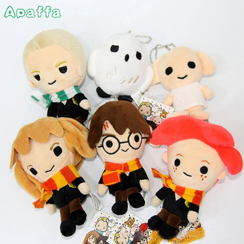 

14cm Movie Harry Potter Plush Toys Doll Q Version Harry Malfoy Ron Weasley Hermione Dobby Owl Hedwig Keychain Plush Stuffed Toy