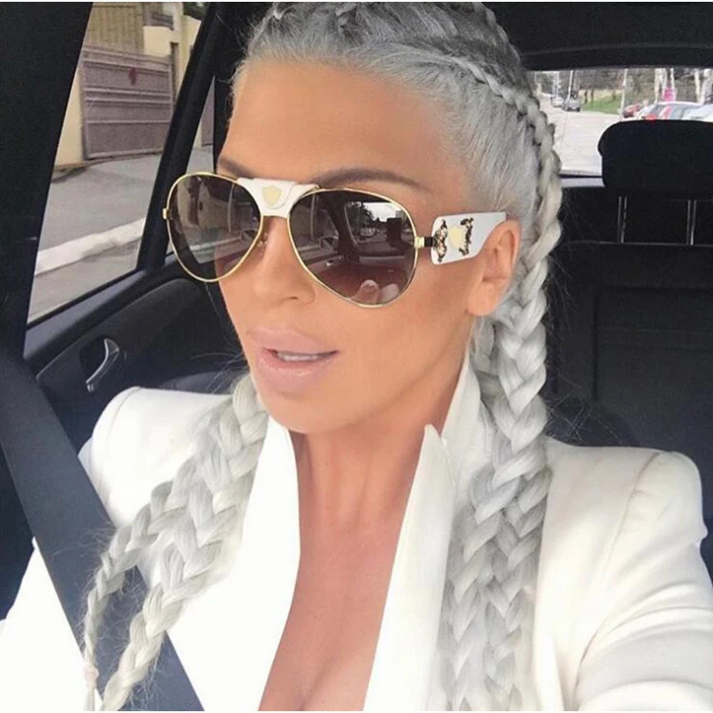 

XYKGR retro brand designer large frame oval sunglasses ladies gradient lens glasses men's classic glasses UV400