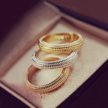 

Yellow, Rose & White Gold Color Stylish Triple Ring Set Finger or Middle Ring Women Costume Jewelry