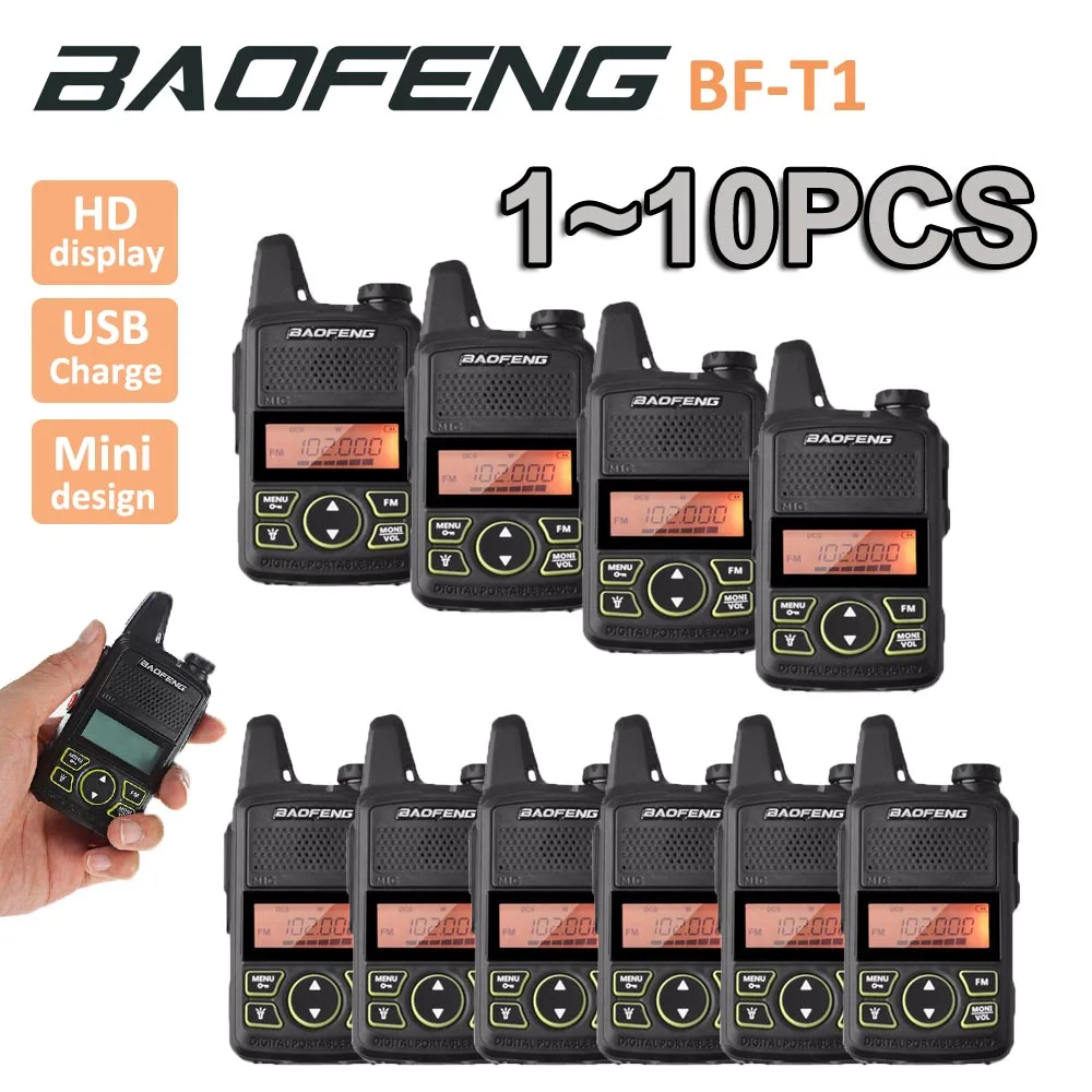 Baofeng T1 UHF 400 420Mhz Mini Walkie Talkie Two Way FM Radio BF T1 FM ...