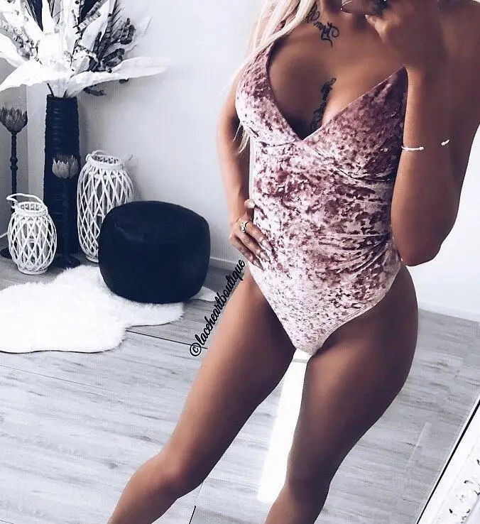 Velvet Bodysuit Top Skinny Thong Bodysuit Women Bodysuit Sexy Deep V Neck Bodysuit Women Sleeveless Short Jumpsuit Romper black cut out bodysuit