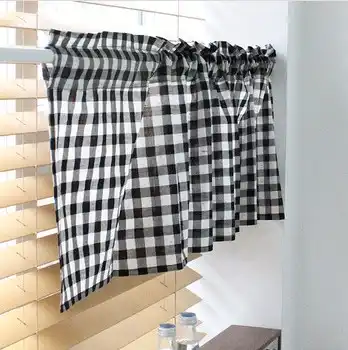 Black White Gingham Checkered Plaid Kitchen Tier Curtain Valance Black White Gingham Checkered Plaid